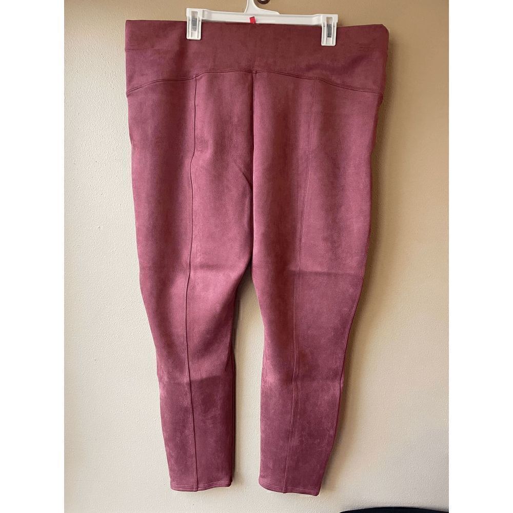 Spanx Faux Suede Leggings in Rich Rose Women's Size 3X Petite - Picture 2 of 3